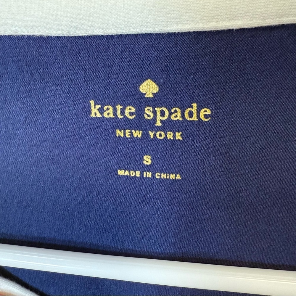 Kate Spade ‘Mazie’ Cotton Tunic Top Navy White Boatneck Women’s Size Small - Picture 10 of 11